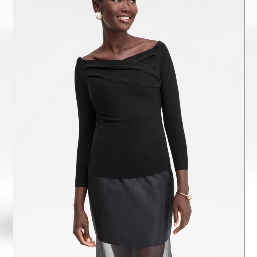 INC International Concepts - Cowlneck Sweater- Macy's Exclusive NWT Deep Black -